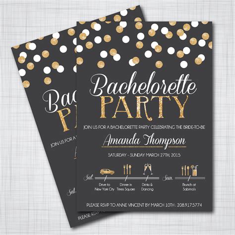 Adobe spark bachelorette party invitation maker  Custom Party Town Cardstock Invitations